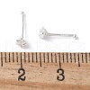 S999 Fine Silver Clear Cubic Zirconia Stud Earrings EJEW-M064-01S-02-2