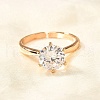 Brass Micro Pave Clear Cubic Zirconia Cuff Rings for Women RJEW-R015-02G-2