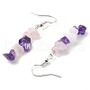 Natural Rose Quartz & Amethyst Chip Dangle Earrings Set EJEW-JE06246-01-4