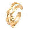 PVD Vacuum Plating 304 Stainless Steel Wave Open Cuff Rings for Women RJEW-G316-06G-1