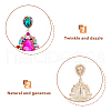 FIBLOOM 2 Pairs 2 Colors Rhinestone Teardrop Dangle Stud Earrings EJEW-FI0001-99-3