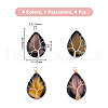 SUPERFINDINGS 4Pcs 4 Colors Natural Crackle Agate Pendants FIND-FH0006-56-2