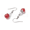 Natural Carnelian Round Dangle Earrings EJEW-JE06413-03-4