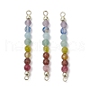 Natural Agate & Carnelian & Green Aventurinee & Aquamarine & Amethyst Faceted Round Beaded Chakra Connector Charms PALLOY-JF03455-1