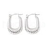 304 Stainless Steel Rectangle Hoop Earrings EJEW-P198-01P-1