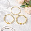 3Pcs Electroplate Non-magnetic Synthetic Hematite Round Beads Stretch Bracelets for Women BJEW-JB11943-1