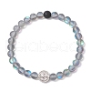 5Pcs Frosted Synthetic Round Moonstone Beads Stretch Bracelets for Men Women BJEW-JB11644-3