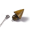 Natural Tiger Eye Cone Dowsing Pendulum Pendants G-G983-04P-04-4