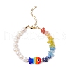 Natural Olive Jade & Topaz Jade & Lapis Lazuli & Aquamarine Chip Beaded Bracelets BJEW-TA00634-2