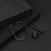 Alloy Cuboid Pendant Necklaces & Curb Chain Bracelets & Rings Sets FS-WG20982-01-2
