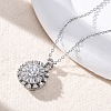 Brass Clear Cubic Zirconia Rotatable Sunflower Pendant Necklaces for Women NJEW-C067-05P-2