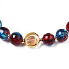 Round Glass Beaded Stretch Bracelet with Gold Plated Brass Ring for Women BJEW-N018-02C-2
