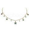 Natural Agate Round & Alloy Enamel Star Charms Bib Necklace with 304 Stainless Steel Chains NJEW-JN04404-02-2