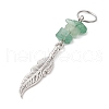 Natural Gemstone Chips & Alloy Feather Pendants PALLOY-JF02771-4