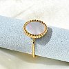 Oval 304 Stainless Steel White Shell Cuff Rings for Women RJEW-G346-07G-02-3