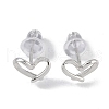 Anti-Tarnish Heart Rhodium Plated 999 Fine Silver Stud Earrings for Women EJEW-S215-18P-1
