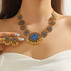 Flower Alloy Rhinestone Pendant Necklaces & Stud Earrings Sets FS-WG20CE0-04-1