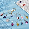 12Pcs 6 Style Alloy Enamel Butterfly Charm Locking Stitch Markers HJEW-PH01679-4