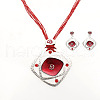 Rhombus Alloy Enamel Stud Earrings & Pendant Necklaces Sets FS-WGC3B96-04-2