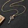 Brass Micro Pave Cubic Zirconia Heart Key Pendant Necklaces for Women NJEW-R027-03G-02-3