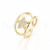 Brass Micro Pave Clear Cubic Zirconia Cuff Rings for Women KK-T074-21G-4