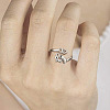 Elephant & Heart Rhodium Plated 925 Sterling Silver Pave Cubic Zirconia Cuff Rings for Women FS-WGB7E89-01-3