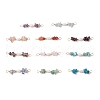 Natural Mixed Stone Chip & Natural Cultured Freshwater Pearl Rice Beaded Connector Charms PALLOY-JF03707-1