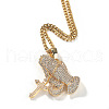 Praying Hand with Cross 316L Surgical Stainless Steel & Brass & Clear Cubic Zirconia Pendant Necklaces FS-WG75093-01-2