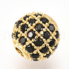 Brass Micro Pave Cubic Zirconia Beads ZIRC-Q013-10mm-143G-2