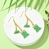 Alloy Enamel Frog Dangle Earrings with Iron Earring Pins for Women EJEW-JE05421-02-3