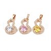 Brass Micro Pave Cubic Zirconia Pendants KK-E795-28KCG-01-1