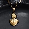 Fire Thorn Sacred Heart of Jesus 304 Stainless Steel Pendant Necklaces NJEW-M096-14G-4