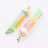 Electroplate Natural Quartz Crystal Pendants G-F463-26G-2