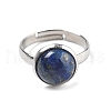 Half Round Natural Lapis Lazuli Finger Rings RJEW-M062-01P-28-2