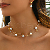 Natural Gemstone Chips & Glass Round Beaded Multilayer Necklaces & Earrings Sets for Women DF6883-4