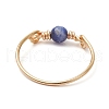 2Pcs Eco-Friendly Copper Wire & Natural Agate & Sodalite Finger Rings RJEW-JR00885-5