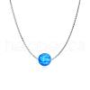 925 Sterling Silver & Synthetic Opal Round Ball Pendant Necklaces for Women FS-WG9EE48-02-2