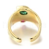 Rack Plating Brass Micro Pave Cubic Zirconia and Glass Open Cuff Rings for Women RJEW-M022-02G-3
