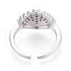 Brass Micro Pave Cubic Zirconia Adjustable Open Cuff Rings for Women RJEW-N051-03P-3