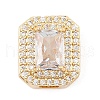 Brass Micro Pave Cubic Zirconia Slide Charms ZIRC-I068-09G-2