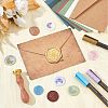 Brass Wax Seal Stamps with Wood Handle AJEW-WH0412-0094-4