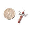 5Pcs 5 Styles Dragonfly Natural Sodalite & Maifanite & Pink Zebra Jasper & Red Jasper & Dyed Magnesite Beaded Pendants PALLOY-JF03857-2