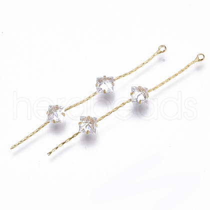 Brass Micro Cubic Zirconia Chain Tassel Big Pendants X-KK-N231-32-NF-1
