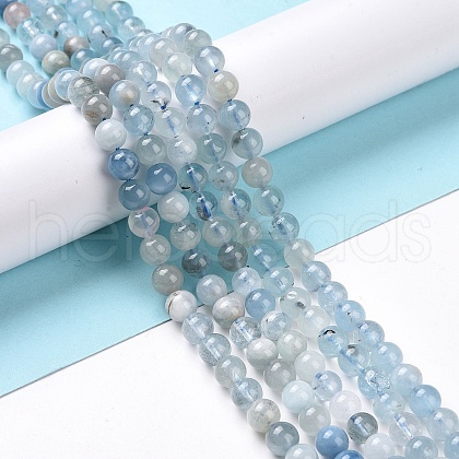 Natural Aquamarine Beads Strands G-R446-6mm-39-1