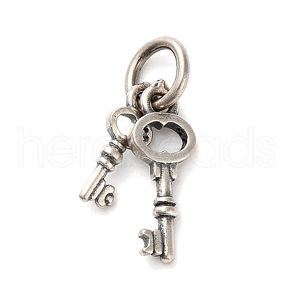 S925 Sterling Silver Double Keys Charms STER-K183-02B-AS-1