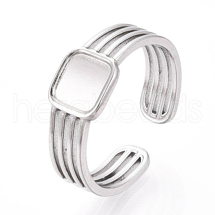 304 Stainless Steel Cuff Rings Components STAS-N113-07P-1