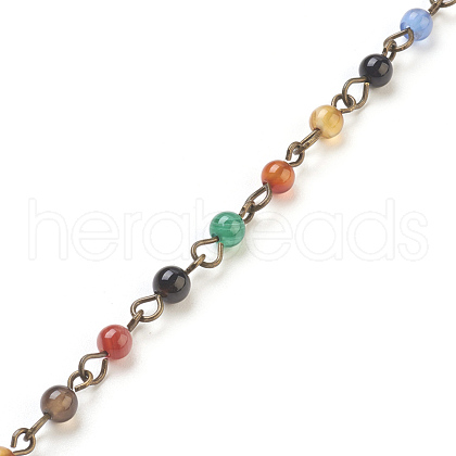 Handmade Natural Agate Beaded Chains AJEW-JB00448-01-1
