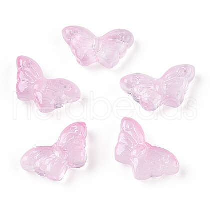 Baking Painted Transparent Glass Petal Beads DGLA-N004-12-1