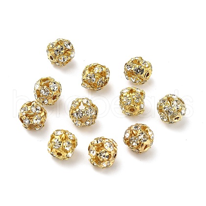 7mm Brass Crystal Rhinestone Beads KK-S519-01B-02G-1