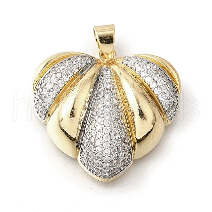 Brass Micro Pave Clear Cubic Zirconia Pendants KK-G529-03GP-1